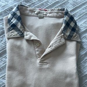 Burberry Brit Polo Shirt Nova Check Beige Short Sleeve Classic Mens Sz L